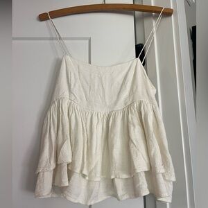 Urban Outfitters 
Babydoll Ruffle Cream Women's Tank Top